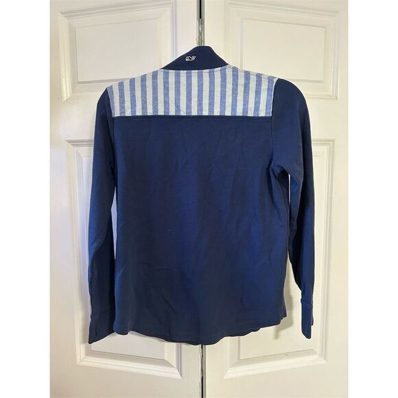 Vineyard Vines Women's Blue 1/4 Zip Pullover XS Striped Shoulder - Picture 9 of 9
